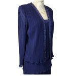 Patra one piece chiffon navy dress with attached jacket size 12 Blue Photo 7