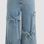 Cider  Denim Mid-Rise Bowknot Pocket Wide Leg Jeans Photo 0