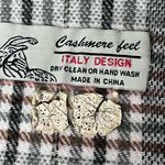 Italian Design Cashmere Feel Plaid Scarf Gray Tartan Fringe Wrap Unisex Preppy Photo 3