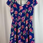 Pink Owl  Large Floral V Neck Open Back Mini Dress Flowy Watercolor Spring Summer Photo 0