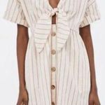 ZARA Linen Blend Striped Knotted Short Sleeve Mini Dress Photo 0