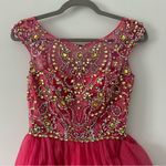 Sherri Hill Bright Pink Beaded Sequin Tulle Mini Skirt Pageant Prom Dress 2 Photo 2
