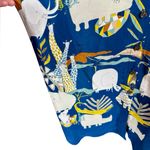 Rumisu 100% Silk Midi Shirt Dress Expedition African Collection Small/Medium Blue Photo 3