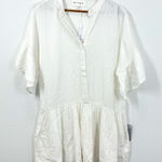 Maisie Size XS Brushed Gauzy Cotton Mini Dress Flowy Sleeves Beach Wedding‎ NWT White Photo 0