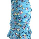ZARA  Blue Floral High Waisted Fitted Stretch Ruched Ruffle Mini Skirt Size S Photo 1