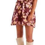 MINKPINK Giselle Belted Floral Mini Dress Women's Large Brown Puff Sleeve NWT Photo 0