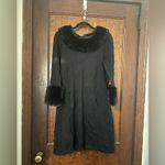 NWT Tyler Boe Chelsey Fur Trim Cashmere Blend Black Party Dress L Size L Photo 1