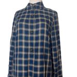 Etcetera EE By  metallic plaid shirt dress popover sz 6 blue gold Photo 1