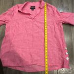 Tahari  Linen Shirt Blouse Women's Plus Size 1X Pink Top Mother Of Pearl Buttons Photo 7