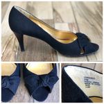 American Living Consuelo Black Open Toe Bow Tie Fabric Heels, sz. 7 Photo 4