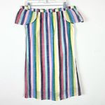 J.Crew Rainbow Stripe Off the Shoulder Flutter Sleeve Mini Shift Dress Size 6 Photo 1