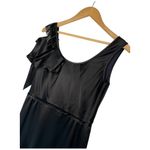 Vera Wang Lavender Label  Beaded Cocktail Ruffle Sleeveless Satin Dress Black 6 Photo 3