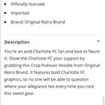 Women's Charlotte FC Destination Soccer Cropped Hoodie Blue Size XL Photo 1