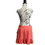 Naked Zebra St Bernard  Faux Wrap Mini Skirt Coral Ruffle Hem Boho Beach S/M Photo 4