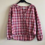 Madewell ✨  V-Neck Button-Down Shirt in Stratfield Plaid Pink Small Photo 1