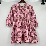 Megan Crosby Lila Cowboy boots mini Dress pink combo back tie size medium Photo 2