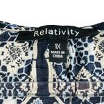 Relativity 1X Navy Blue Printed Tank Top Sleeveless Lace Tassel Boho Blouse Photo 2
