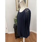 Dana Buchman Women's  XL 3/4 Elastic Sleeve Medium Navy Blue Lace Front Photo 3