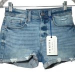 Eunina Jeans Kadence Mid Rise Cuffed Distressed Denim Shorts Women's XS Blue Photo 0