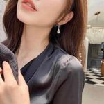 Women's Crystal Teardrop Dangle Drop Earrings Gold Photo 3