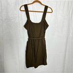 Evereve Dark Green Crimped 100% Cotton Sleeveless Button Front Romper Medium Photo 1