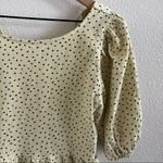 Urban Outfitters Pale Yellow Polka Dot Tie Open Back Peplum Top Large Photo 4