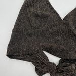 ORIGINALITY Halter Top Cropped Size Small Metallic Lurex Tie Back Boho Festival Black Photo 5