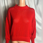 Andrew Marc Marc New York  High Neck Women’s Red Knit Cotton Sweater Size L Photo 0
