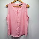 Adrienne Vittadini  Pink Sleeveless Semi Sheer Blouse with Silver Metal Keyhole Photo 2