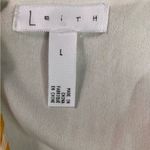 Leith White Mustard Yellow Striped Long Sleeve Belted Frilly Midi Dress Photo 5