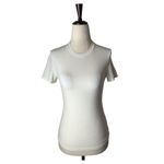 SKIMS  Shirt Women Small Ivory Knit‎ Jersey Crew Neck Short Sleeve Tee Athleisure Photo 1