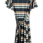 Eva Franco Sparkly Stripe Wrap Dress Flutter Sleeves Womens Size 0 New Orange Photo 3