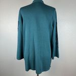 Chico's  Womens Soutache Cardigan Sweater Size 2 Large Peacock Teal Cotton Photo 4
