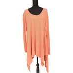Free People  Coral Peach Oversized Asymmetrical Hem Tunic Sweater Size Medium Photo 2