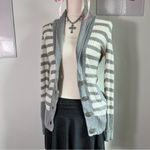 American Eagle  Vtg Y2K Gray White Stripe Thermal Button Cardigan Sweater Small Photo 1