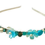 Fairy Headband with Lucite Flowers, Turquoise, Hematite and Glass Pearls Blue Photo 0