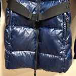 AQUA Puffer Metallic Blue Belted Coat- Size Medium Photo 5