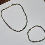 Trifari Women’s Signed  Gold Tone / Black Woven Rope Necklace / Bracelet Set Photo 0