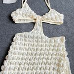 Apricot sleeveless dress women solid color grid texture Bodycon Elegant maxi New White Size XS Photo 4