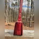 Gucci Vtg 60s 70s Red Leather Flap Shoulder Bag Purse Interlocking GG Monogram Photo 3