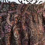 Vintage 70s 80s Dimension V Sheer Brown Pink Paisley Knee Length Skirt Midi S Photo 6
