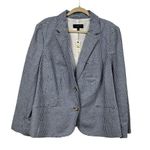 Talbots Blue White Checkered Gingham Blazer Linen Preppy Plus Sz 20 NEW $149 Photo 0