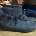Comfortview  Navy Suede Fringe Booties Women’s 11.5 Photo 0