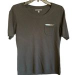 Banana Republic  Black Short Sleeve Top with Sequined Pocket Accent Size Small Photo 0