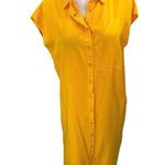 NEW Parfois Yellow Orange Short Sleeve Button Up Midi Shirt Dress Size XS/S Photo 0