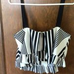 Sugar Lips Women’s Sugar + Lips Navy Striped Yacht Club Zip Back Top in size medium Photo 8