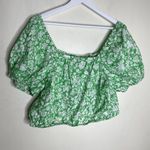 Universal Threads Universal Thread Green & White Floral Cotton Cropped Top Summer Large New Photo 8