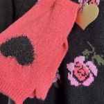 Vera Wang Princess  Sweater XS Black Rose Long Sleeve Knit Juniors Gloves NWT #D1 Photo 6