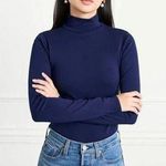 Hill House  The Luna Navy Mockneck Long Sleeve Bodysuit Size Small Photo 0