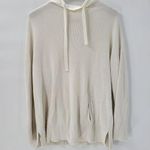 T by Talbots Womens Sweater Large Ivory Drawstring Cowlneck Waffle Knit Pullover White Photo 0